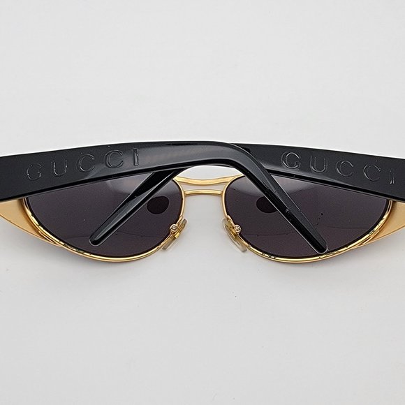 Gucci GG2381/S 032 Gold Black Frame Grey Lens Aviator Sunglasses w/ Case Italy - Picture 10 of 15